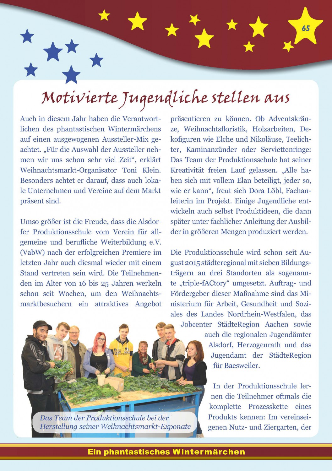Die Produktionsschule auf dem Alsdorfer Weihnachtsmarkt